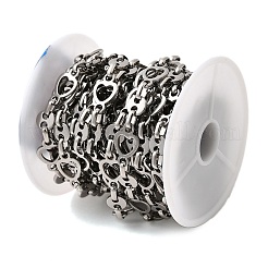 304 Stainless Steel Heart and Flat Round Link Chains&nbsp;CHS-C016-25P