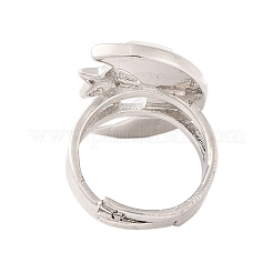 Moon & Star Natural Rose Quartz Adjustable Rings&nbsp;G-B085-18P-06
