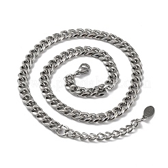 Non-Tarnish 304 Stainless Steel Diamond Cut Cuban Link Chain Necklace&nbsp;NJEW-D045-09P