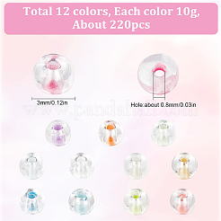 12 Colors Glow in the Dark Luminous Transparent 6/0 Glass Round Seed Beads&nbsp;GLAA-SC0002-06A