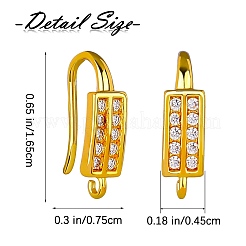 10 Pairs Brass Micro Pave Clear Cubic Zirconia Earring Hooks&nbsp;ZIRC-SZ0005-12