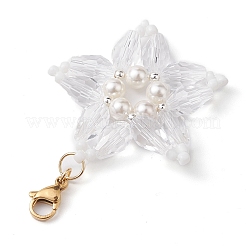Christmas Snowflake Shell Pearl & Glass Pendant Decorations&nbsp;HJEW-TA00185