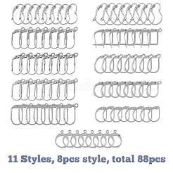 88Pcs 11 Style 316 Surgical Stainless Steel Leverback Earring Findings&nbsp;STAS-HY0001-01