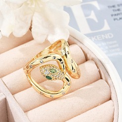 Brass Micro Pave Clear Cubic Zirconia Cuff Rings for Women Men&nbsp;RJEW-Z080-03G
