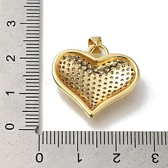 Heart Rack Plating Brass Micro Pave Clear Cubic Zirconia Pendant&nbsp;KK-U019-18G-01