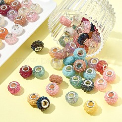 100Pcs 2 Styles Resin Rhinestone European Beads&nbsp;RESI-YW0006-01
