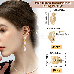 4 Pairs Brass Stud Earring Findings&nbsp;KK-BBC0019-97
