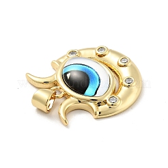 Eye with Moon Brass Micro Pave Clear Cubic Zirconia Pendants&nbsp;KK-G419-12G-04