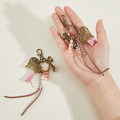 2Pcs Horse Theme Alloy & Glass & Acrylic Pendant Decorations&nbsp;HJEW-FH00082