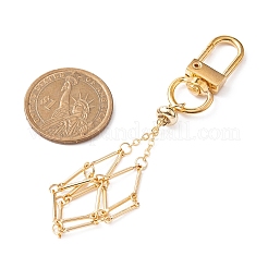 Brass Braided Chain Pouch Empty Stone Holder Pendant Decorations&nbsp;HJEW-JM01241-01