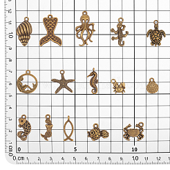 90Pcs 15 Style Tibetan Style Alloy Pendants&nbsp;FIND-PH0017-43