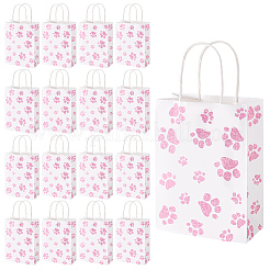Rectangle with Paw Print Pattern Paper Storage Bags with Handle&nbsp;ABAG-WH0046-39C