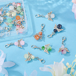 20Pcs 10 Colors Alloy & Glass Pendant Decorations&nbsp;PALLOY-TAC0211