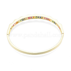 Cubic Zirconia Wave Hinged Bangle&nbsp;BJEW-N014-016