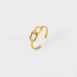 Fashionable Stainless Steel Clear Cubic Zirconia Hollow Rectangle Cuff Rings for Women&nbsp;LS-XE1808