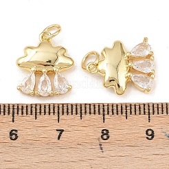 Brass Micro Pave Cubic Zirconia Pendants&nbsp;KK-G544-24G