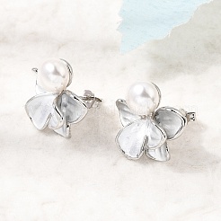 Brass Enamel Stud Earrings&nbsp;KK-CBAB173-02C-P