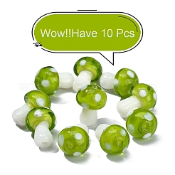 10Pcs Mushroom Handmade Lampwork Beads&nbsp;LAMP-YW0001-08A