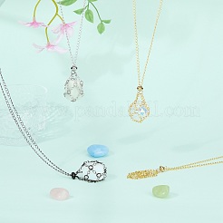 3Pcs 3 Style Brass Braided Macrame Pouch Empty Stone Holder for Pendant Necklaces Making&nbsp;NJEW-SZ0001-63