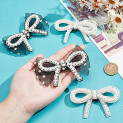 4Pcs 2 Styles Bowknot Polyester Rhinestone Shoe Decorations&nbsp;AJEW-HY0001-79