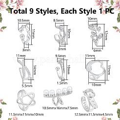 9 Pcs 9 Styles 925 Sterling Silver Cuff Earrings&nbsp;EJEW-UN0002-83