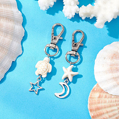 10 Bags 2 Colors Starfish Turtle Synthetic Turquoise Pendant Decorations&nbsp;HJEW-CP0001-25