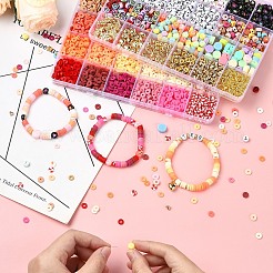 DIY Flat Round Handmade Polymer Clay & Acrylic Beads Bracelets Making Kits&nbsp;DIY-YW0011-08