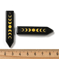 Natural Obsidian Moon Phase Pendants&nbsp;G-C145-01C