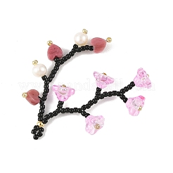 Glass Seed Beaded & Natural Rhodonite Big Pendants&nbsp;PALLOY-MZ01388-02