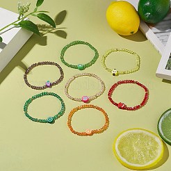 7Pcs 7 Style Glass Beaded Stretch Bracelets Set&nbsp;BJEW-TA00230