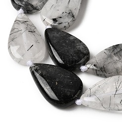 Natural Tourmalinated Quartz/Black Rutilated Quartz Beads Strands&nbsp;G-D365-A02