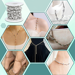 4 Yards Alloy Rhinestone Link Chains&nbsp;LCHA-PH0001-02P