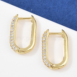 Oval Brass Micro Pave Clear Cubic Zirconia Hoop Earring&nbsp;X-EJEW-C152-04G