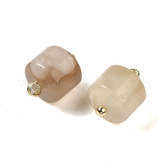 Natural Cherry Blossom Agate Column Charms with Rack Plating Brass Loops&nbsp;G-G110-04A-01