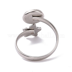 Non-Tarnish 304 Stainless Steel Open Cuff Ring Findings&nbsp;STAS-E124-03P
