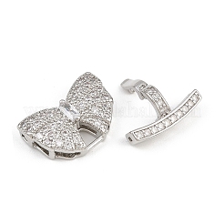 Brass Micro Pave Clear Cubic Zirconia Fold Over Clasps&nbsp;KK-C075-38P
