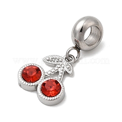 304 Stainless Steel Hyacinth Rhinestone Fruit European Dangle Charms&nbsp;STAS-D153-24P