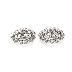 Flower Brass Micro Pave Clear Cubic Zirconia Bead Caps&nbsp;KK-V008-33P