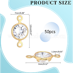 50Pcs Brass Pave Clear Cubic Zirconia Connector Charms&nbsp;KK-ME0004-84