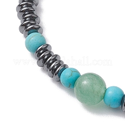 Natural Green Aventurine & Synthetic Turquoise & Non-magnetic Synthetic Hematite Beaded Stretch Bracelets&nbsp;BJEW-JB10827