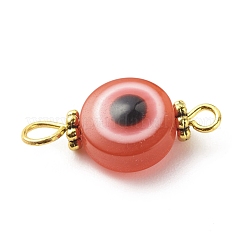 Flat Round Evil Eye Resin Connector Charms&nbsp;PALLOY-JF01799-01