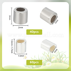 100Pcs 2 Styles 925 Sterling Silver Tube Beads&nbsp;FIND-GO0001-46