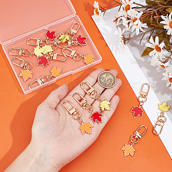 15Pcs 3 Colors Alloy Enamel Maple Leaf Pendant Decorations&nbsp;KEYC-GF0001-14