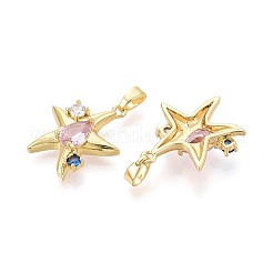 Brass Pave Cubic Zirconia Pendants&nbsp;KK-T080-77G