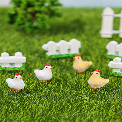 16Pcs 2 Colors Resin Chicken Micro Landscape Scene Ornaments&nbsp;AJEW-LP0003-37