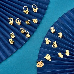 9 Pairs 9 Style 316 Surgical Stainless Steel Cute Kitten Stud Earrings for Women&nbsp;JE933A