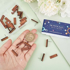 15 Pairs Walnut Wood Rectangle Stud Earring Findings&nbsp;EJEW-SC0001-28