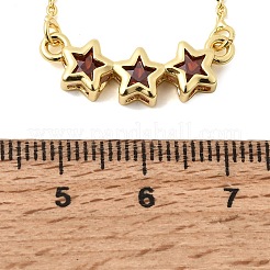 Brass Glass Triple Star Pendant Necklaces&nbsp;KK-CBAB173-03G-11