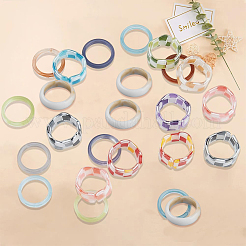 3 Styles Resin & Acrylic Finger Rings for Women&nbsp;RJEW-SC0001-23