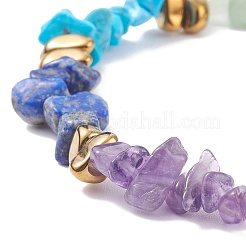 Natural & Synthetic Mixed Gemstone Chips Beaded Stretch Bracelet&nbsp;BJEW-JB08074